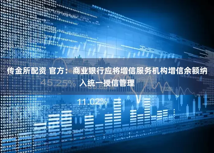 传金所配资 官方：商业银行应将增信服务机构增信余额纳入统一授信管理